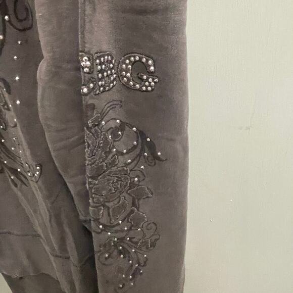 BCBG Bling Tracksuit Y2K Size Medium Black Grunge Jacket Pants Affliction Style - Picture 3 of 9